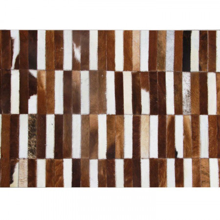 Covor din piele de vita, maro și alb, 201x300 cm - TP188857