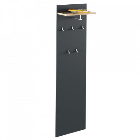 Cuier de perete, panel cu raft, stejar și gri, 50x24x180 cm - TP281250