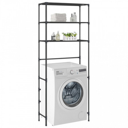 Etajera peste masina de spalat cu 3 niveluri negru 69x28x169 cm - V288330V