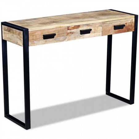 Masa consola cu 3 sertare, lemn de mango dur, 110 x 35 x 78 cm - V243299V