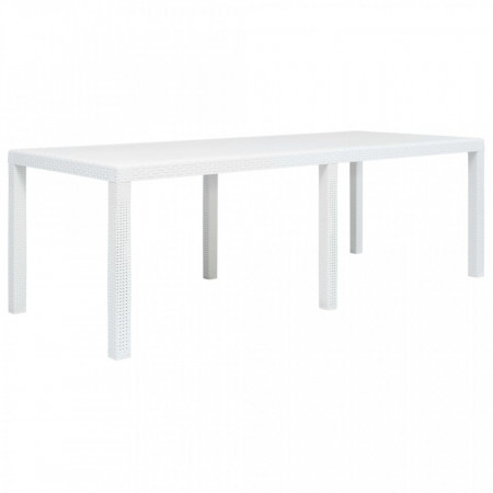 Masa de gradina, alba, 220x90x72 cm, plastic, aspect ratan - V45607V