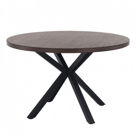 Masă de sufragerie, culoarea stejar închis / negru, diametru 120 cm - TP290408