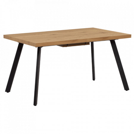 Masă dining pliabilă, stejar/metal, 140-180x80 cm - TP297844
