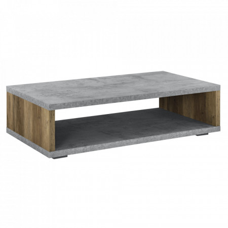 Masuta de cafea moderna cu raft, 110x60x30 cm, efect beton/lemn - P55319537