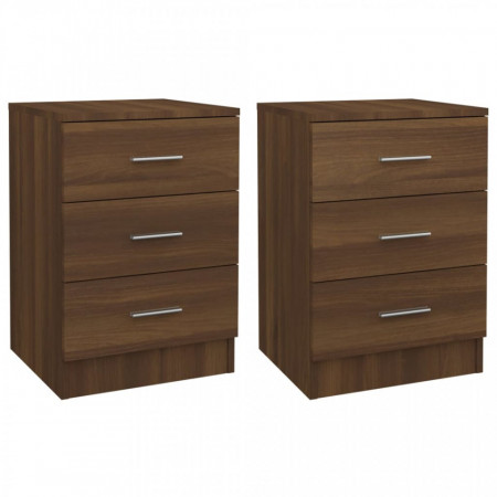 Noptiere, 2 buc., stejar maro, 38x35x56 cm, lemn prelucrat - V815326V