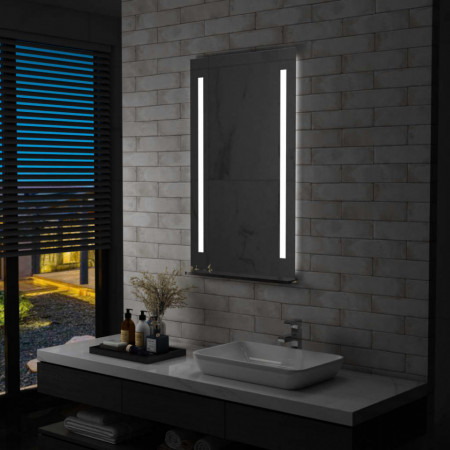 Oglinda cu LED de perete pentru baie cu raft, 60 x 100 cm - V144716V