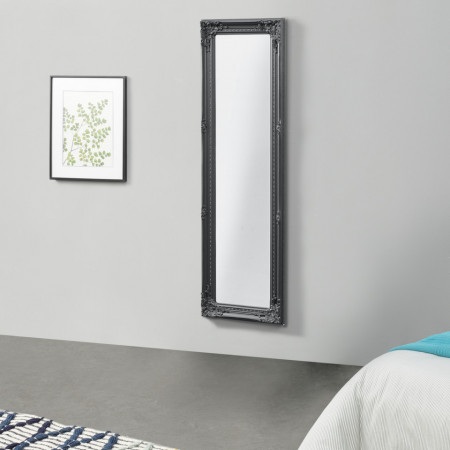 Oglinda de perete, 132 x 42 x 3,5 cm, lemn, gri inchis - P70635187