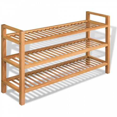 Pantofar cu 3 rafturi, 100 x 27 x 59,5 cm, lemn masiv de stejar - V244209V