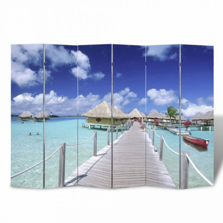 Paravan de camera pliabil, 240 x 170 cm, plaja - V240480V