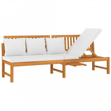 Pat de zi cu perne crem, 200x60x75 cm, lemn masiv de acacia - V312144V
