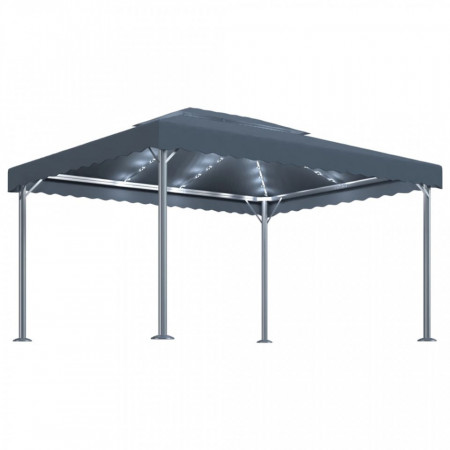 Pavilion cu perdele& lumini LED,antracit,400x300cm aluminiu - V3070352V