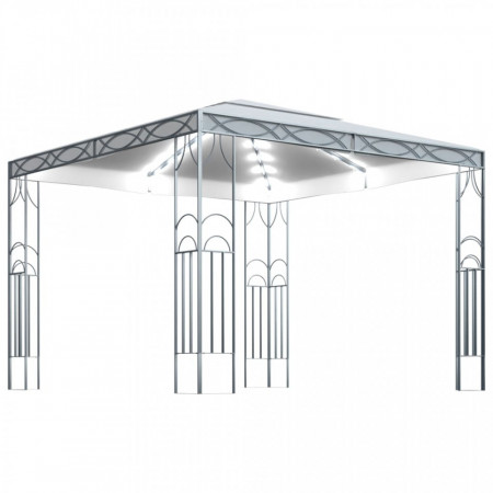 Pavilion cu șir de lumini LED, crem, 300x300 cm - V3070338V