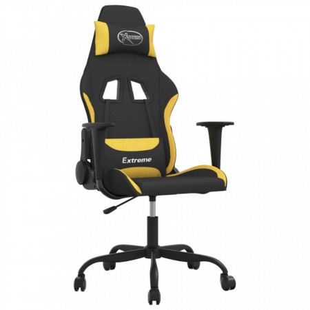 Scaun de gaming cu masaj, negru și galben, material textil - V345473V