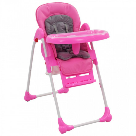 Scaun de masa inalt pentru copii, roz si gri - V10186V