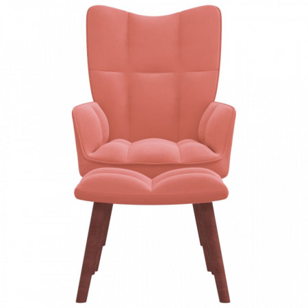 Scaun de relaxare cu taburet, roz, catifea - V328066V