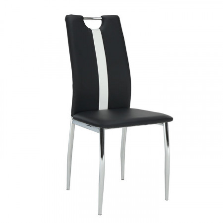 Scaun, negru / alb, piele ecologică / crom - TP182210