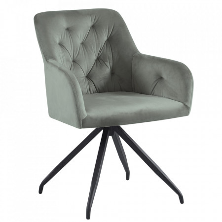 Scaun pivotant, ţesătură de catifea gri/ negru - TP282995