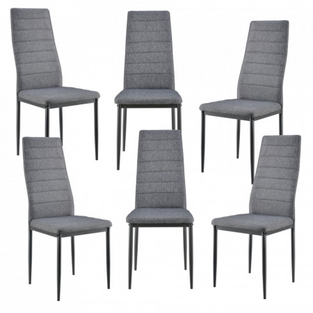 Scaune bucatarie, set 6 bucati, metal/textil, gri - P61814267