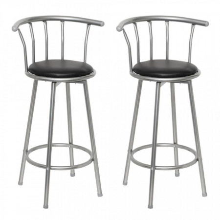 Scaune de bar, 2 buc., negru, piele ecologica - V60561V