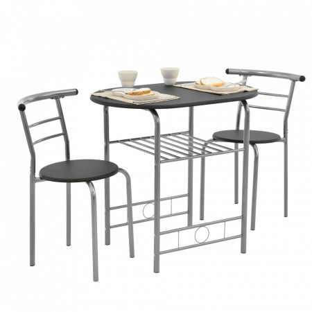 Set Bistro masa cu 2 scaune negru/argintiu - P56536194