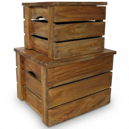 Set cutii de depozitare 2 bucati, lemn masiv reciclat - V244498V