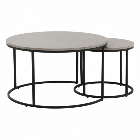 Set de 2 măsuţe de cafe, gri și negru, 80x45 cm, 50x40 cm - TP261525