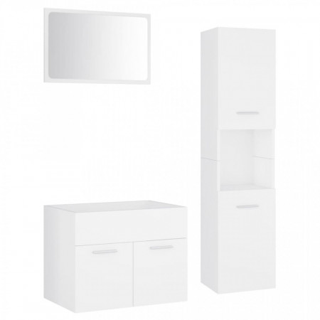 Set mobilier de baie, alb, lemn prelucrat - V3070955V