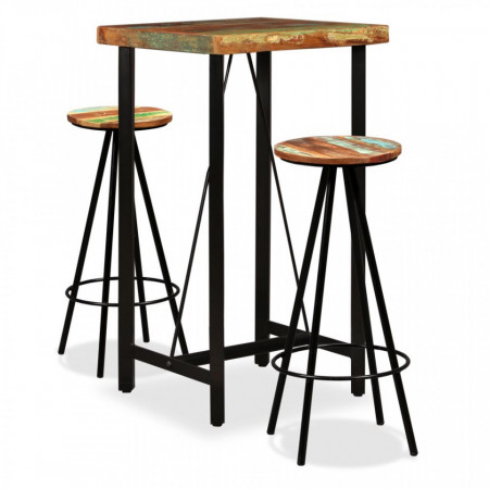 Set mobilier de bar, 3 piese, lemn masiv reciclat - V275140V