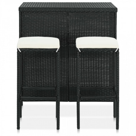 Set mobilier de bar, 3 piese, negru, poliratan - V313471V