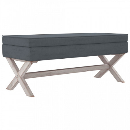 Taburet de depozitare, gri închis, 110x45x49 cm, catifea - V344526V
