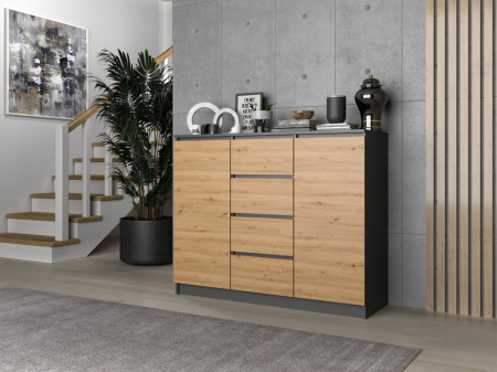 TECOAN-AR110 - Comoda, 120x 40 x 97 cm, Antracit-Stejar Artisan, PAL