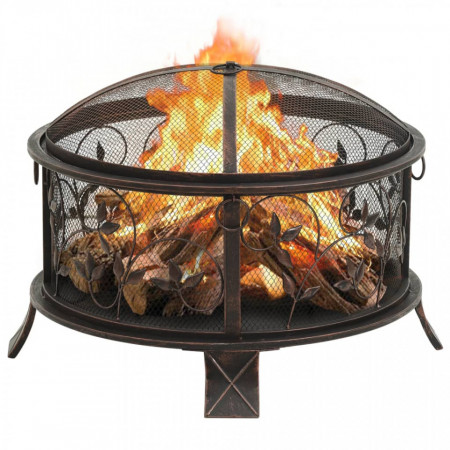 Vatră de foc rustică, cu vătrai, 67,5 cm, oțel, XXL - V311891V