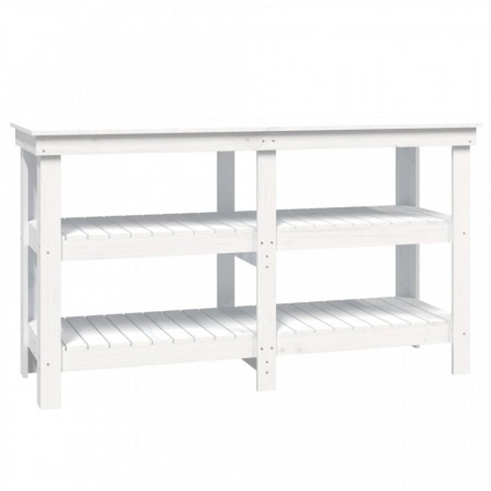 Banc de lucru, alb, 142,5x50x80 cm, lemn masiv pin - V823650V