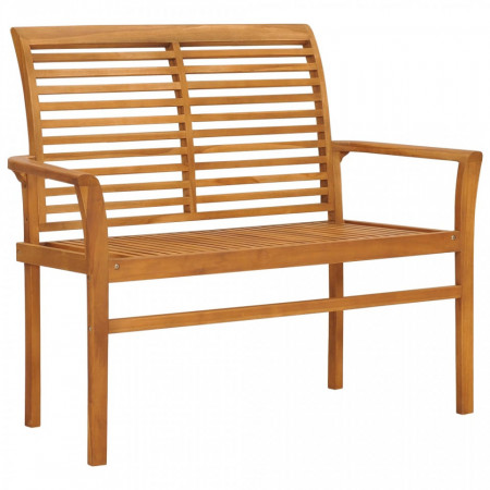 Bancă de grădină, cu pernă gri taupe, 112 cm, lemn masiv de tec - V3062657V