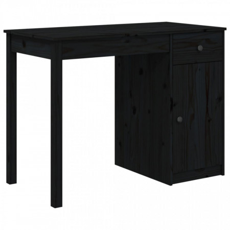 Birou, negru, 100x50x75 cm, lemn masiv de pin - V814633V