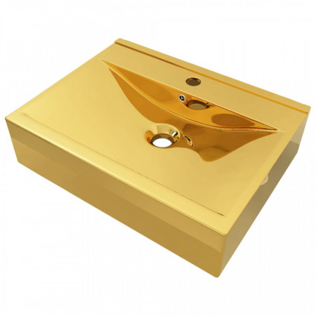 Chiuvetă cu preaplin, auriu, 60x46x16 cm, ceramică - V143503V