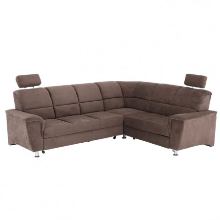 Colţar extensibil, textil maro, dreapta, 267x217x86/114 cm - TP149050