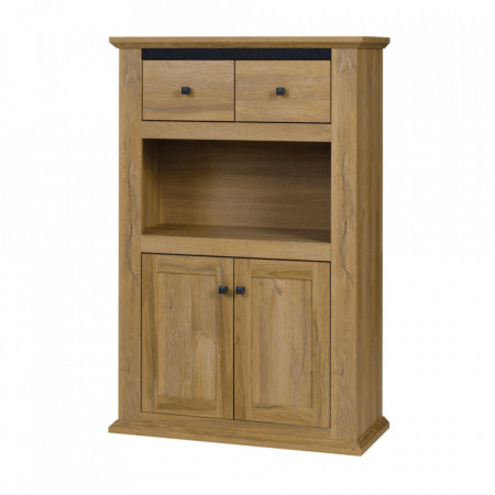 Comodă înaltă pentru bar cu 2 sertare și 1 dulap, stejar, 85x40x130 cm - TP264778