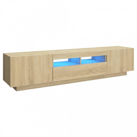 Comodă TV cu lumini LED, stejar sonoma, 180x35x40 cm - V3081900V