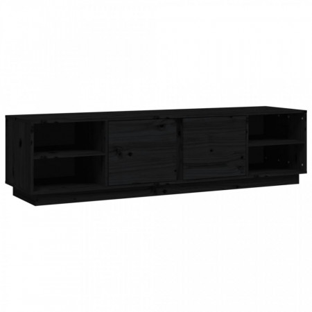 Comodă TV, negru, 156x40x40 cm, lemn masiv de pin - V814458V
