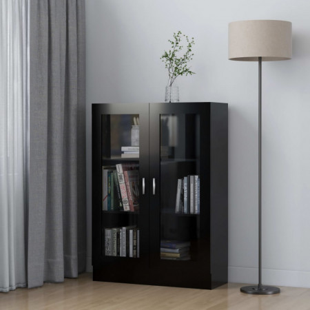 Dulap cu vitrina, negru, 82,5 x 30,5 x 115 cm, PAL - V802751V