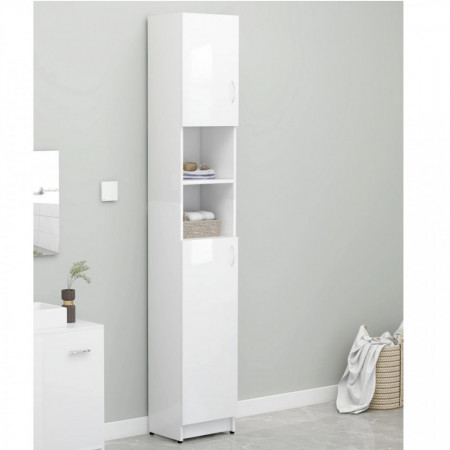 Dulap de baie, alb extralucios, 32 x 25,5 x 190 cm, PAL - V802882V