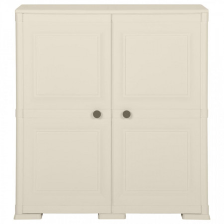 Dulap din plastic, 79x43x85,5 cm, crem, design de lemn - V340595V