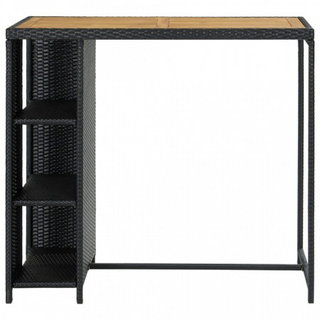 Masă de bar cu raft de depozitare negru 120x60x110 cm poliratan - V313478V