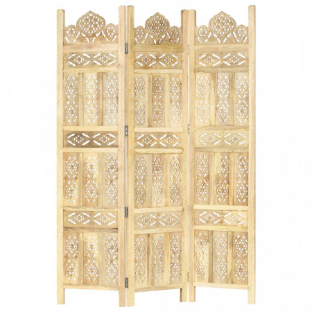 Paravan camera sculptat manual 3 panouri 120x165 cm mango - V285315V