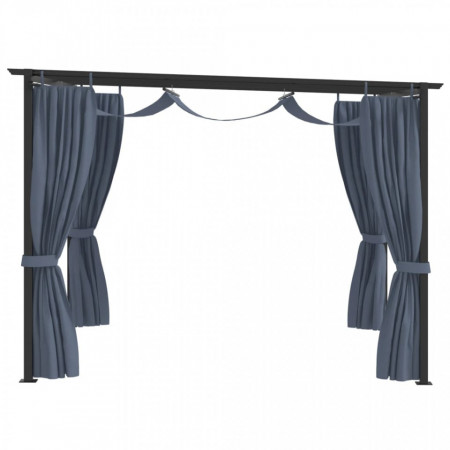 Pavilion cu draperii, antracit, 3 x 3 m, oțel - V48051V