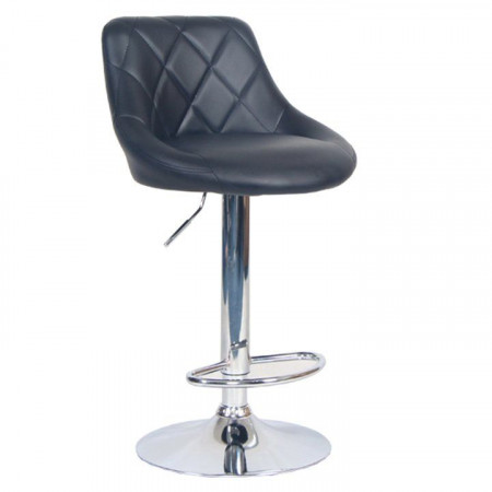 Scaun de bar, piele ecologică neagră / crom - TP233887