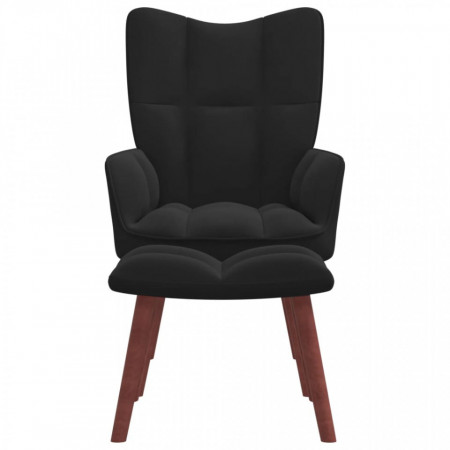 Scaun de relaxare cu taburet, negru, catifea - V328068V