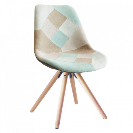Scaun dining, patchwork mentol/maro - TP258420