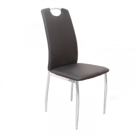 Scaun dining, piele ecologică neagră/crom - TP182185